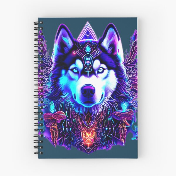 Item preview, Cybernetic Geometric Husky – Dark Blue and Purple Circuit Dog Art designed and sold by Naturalite19.