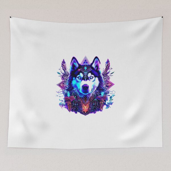 Item preview, Cybernetic Geometric Husky – Dark Blue and Purple Circuit Dog Art designed and sold by Naturalite19.
