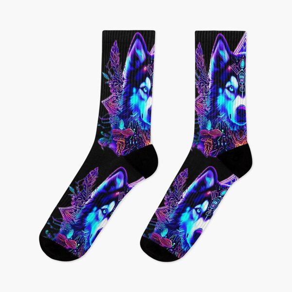 Item preview, Cybernetic Geometric Husky – Dark Blue and Purple Circuit Dog Art designed and sold by Naturalite19.