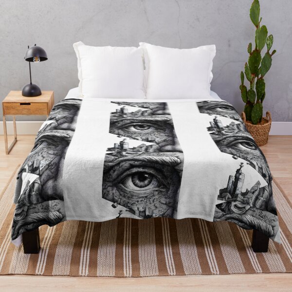 Item preview, Surreal Eye of the City – Black & White Urban Dreamscape designed and sold by Psycho-Crazy.