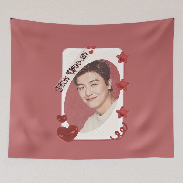 Item preview, Yeon Woo-jin Korean Actor Kdrama Group Card Red Aesthetic Collage Design designed and sold by AJUNICE STUDIO.