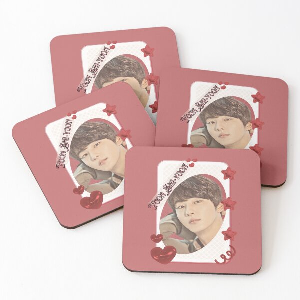 Item preview, Tarjeta de grupo de actores coreanos Yoon Shi-yoon, K-drama, diseño de collage estético rojo designed and sold by AJUNICE STUDIO.