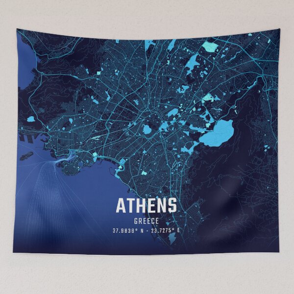 Item preview, Athens Midnight City Map designed and sold by HomeLivingCo.