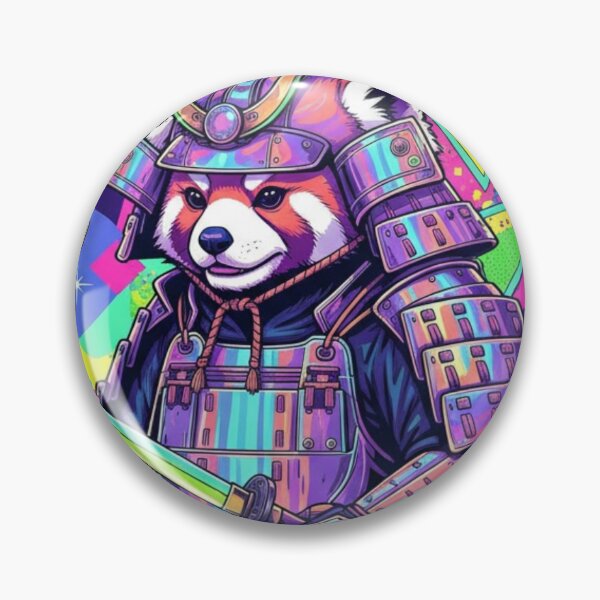 Item preview, Red Panda Samurai – Retro Vaporwave Japanese Warrior Art – Neon Cyber Animal Design designed and sold by MadeByACJ.