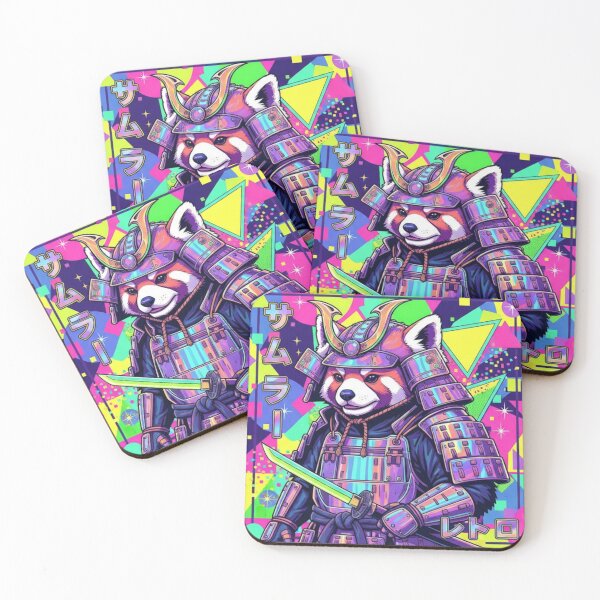 Item preview, Red Panda Samurai – Retro Vaporwave Japanese Warrior Art – Neon Cyber Animal Design designed and sold by MadeByACJ.