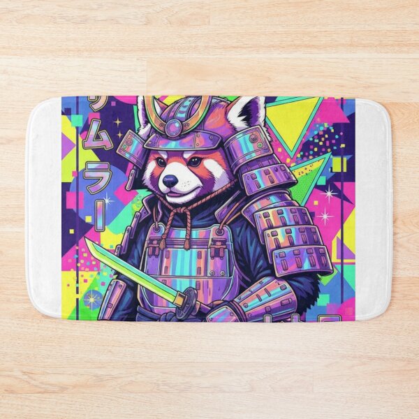 Item preview, Red Panda Samurai – Retro Vaporwave Japanese Warrior Art – Neon Cyber Animal Design designed and sold by MadeByACJ.