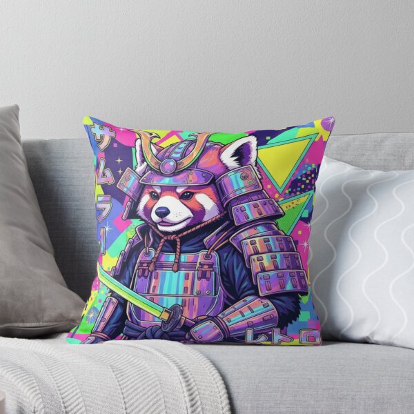 Item preview, Red Panda Samurai – Retro Vaporwave Japanese Warrior Art – Neon Cyber Animal Design designed and sold by MadeByACJ.