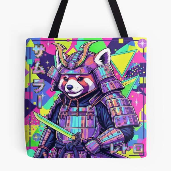 Item preview, Red Panda Samurai – Retro Vaporwave Japanese Warrior Art – Neon Cyber Animal Design designed and sold by MadeByACJ.