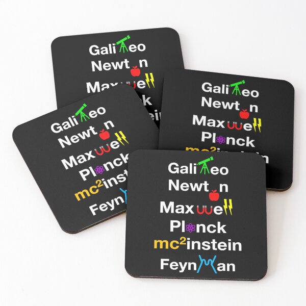 Item preview, Nerdy Minimalist Iconic Physicists Names Galileo, Newton, Maxwell, Planck, Einstein, Feynmann Physics Teacher White Text designed and sold by MathWare MathClips.