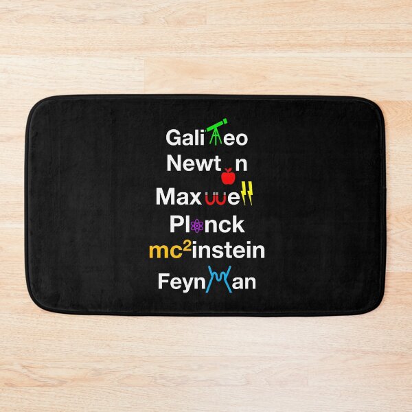 Item preview, Nerdy Minimalist Iconic Physicists Names Galileo, Newton, Maxwell, Planck, Einstein, Feynmann Physics Teacher White Text designed and sold by MathWare MathClips.