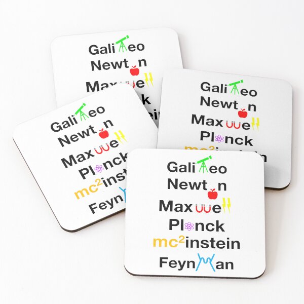 Item preview, Nerdy Minimalist Iconic Physicists Names Galileo, Newton, Maxwell, Planck, Einstein, Feynmann Physics Teacher Black Text designed and sold by MathWare MathClips.