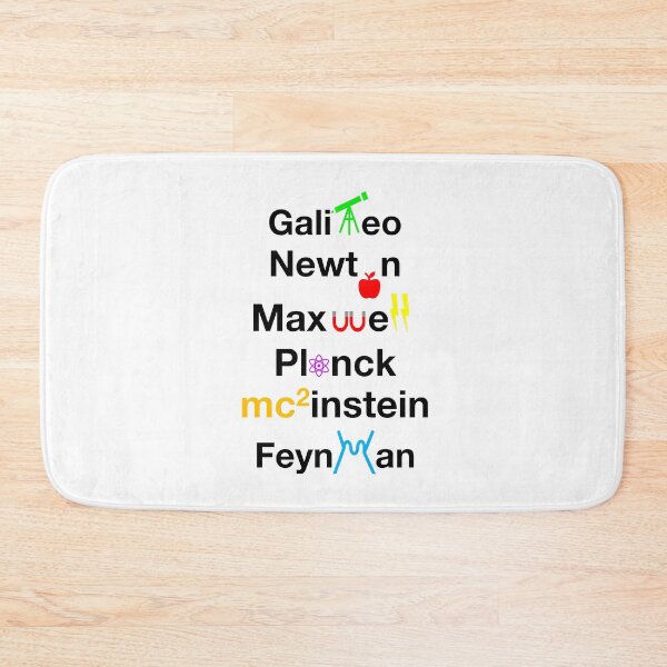 Item preview, Nerdy Minimalist Iconic Physicists Names Galileo, Newton, Maxwell, Planck, Einstein, Feynmann Physics Teacher Black Text designed and sold by MathWare MathClips.