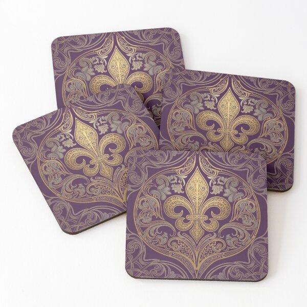 Item preview, Fleur De Lys Purple Gold Royal Luxury Pattern designed and sold by ProjectNoah.