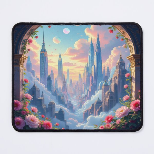 Item preview, RoseGate City – Art Deco meets surreal skyline & floral silence designed and sold by FotoworldEdel.