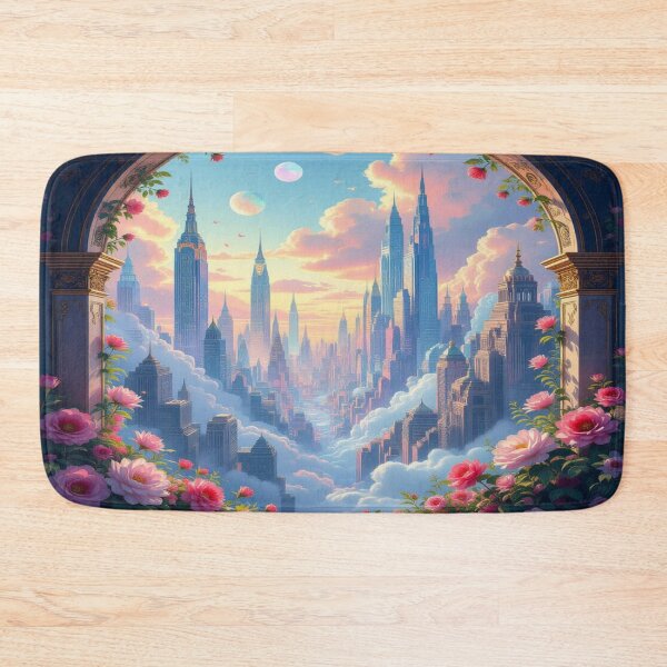 Item preview, RoseGate City – Art Deco meets surreal skyline & floral silence designed and sold by FotoworldEdel.