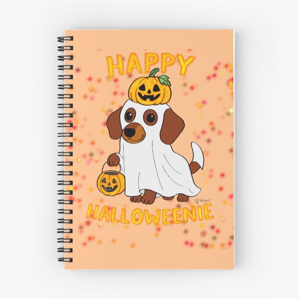 Aperçu de l'œuvre Adorable motif de citrouille fantôme et teckel pour Halloween créée et vendue par effdesigns.