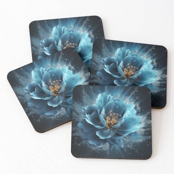 Item preview, A Burst of Energy: The Blue Light Petals Explode from Ice, Revealing a Golden Heart designed and sold by Epsydon Designers.