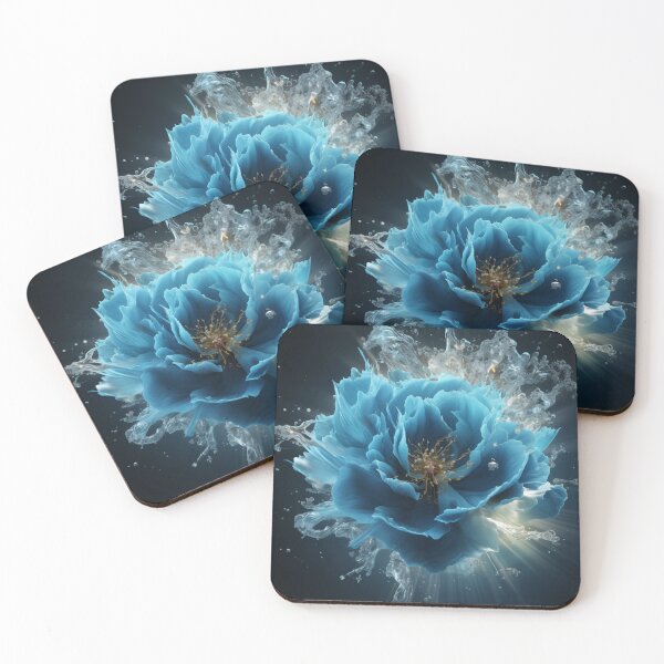 Item preview, A Burst of Energy: The Blue Light Petals Explode from Ice, Revealing a Golden Heart designed and sold by Epsydon Designers.