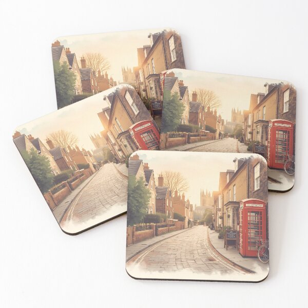Item preview, Canterbury Scene — Vintage British Street at Golden Hour designed and sold by Aileen404.