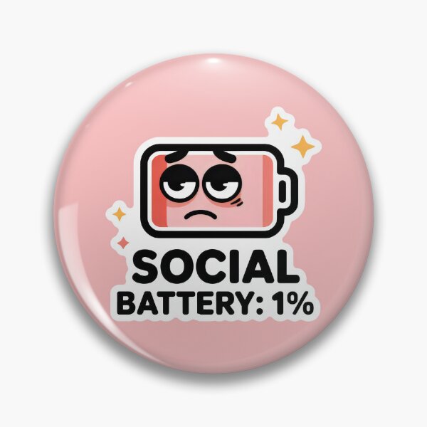 Item preview, Visual Snapshot of Social Burnout with Red Battery and Moody Face designed and sold by SplashTastic.