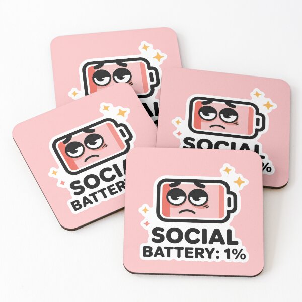 Item preview, Visual Snapshot of Social Burnout with Red Battery and Moody Face designed and sold by SplashTastic.