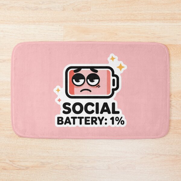 Item preview, Visual Snapshot of Social Burnout with Red Battery and Moody Face designed and sold by SplashTastic.