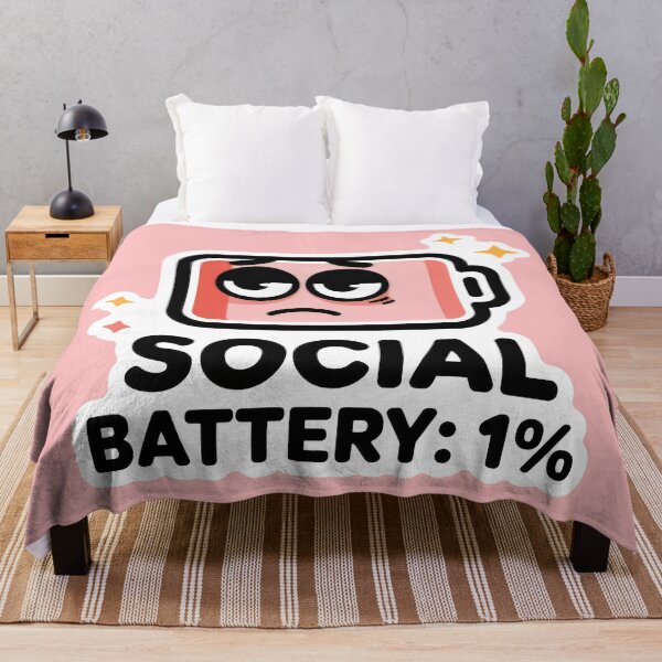 Item preview, Visual Snapshot of Social Burnout with Red Battery and Moody Face designed and sold by SplashTastic.