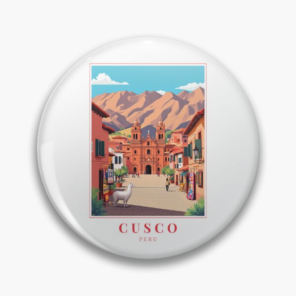 Item preview, Cusco Peru Illustration – Inca Ruins, Colonial Streets & Andean Cityscape designed and sold by MapMyMiles.