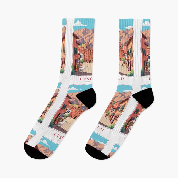 Item preview, Cusco Peru Illustration – Inca Ruins, Colonial Streets & Andean Cityscape designed and sold by MapMyMiles.