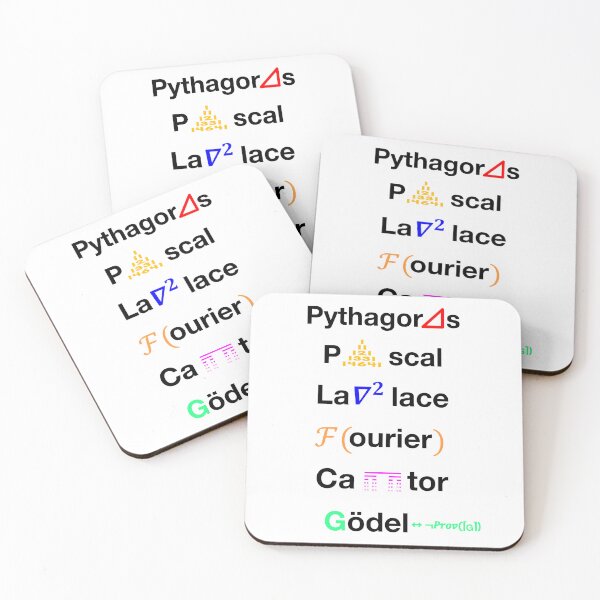Item preview, Nerdy Minimalist Iconic Mathematicians Names Pythagoras, Pascal, Laplace, Fourier, Cantor, Godel Math Teacher Black Text designed and sold by MathWare MathClips.