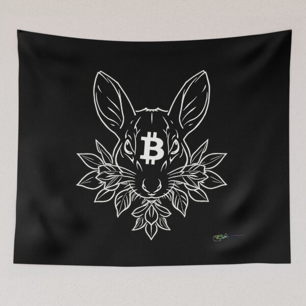 Item preview, Bitcoin Bunny Sacred Geometry – Futuristic Crypto Commander Artwork designed and sold by Benito Del Ray.