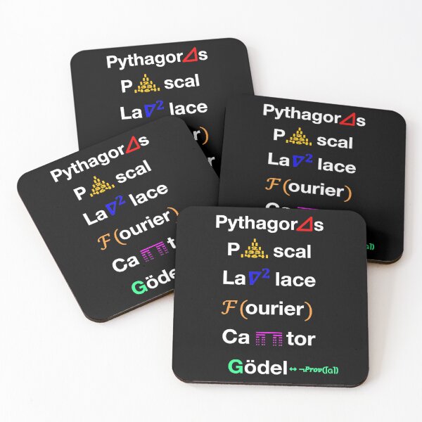 Item preview, Nerdy Minimalist Iconic Mathematicians Names Pythagoras, Pascal, Laplace, Fourier, Cantor, Godel Math Teacher White Text designed and sold by MathWare MathClips.