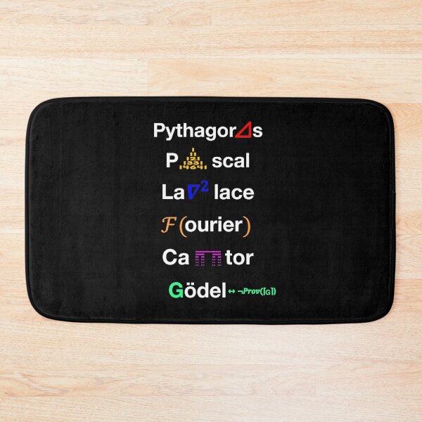 Item preview, Nerdy Minimalist Iconic Mathematicians Names Pythagoras, Pascal, Laplace, Fourier, Cantor, Godel Math Teacher White Text designed and sold by MathWare MathClips.