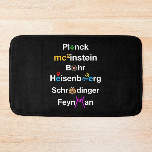 Item preview, Nerdy Minimalist Iconic Quantum Physicists Names Planck, Einstein, Bohr, Heisenberg, Schrodinger, Feynman Quantum Physics Teacher White Text designed and sold by MathWare MathClips.