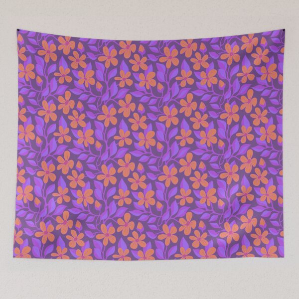 Item preview, Bright flowering vines on purple designed and sold by MarySchwindt.