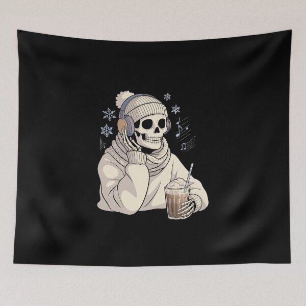 Item preview, Chill Vibes Skeleton Girl | Cozy Gothic Lo-Fi Winter Art designed and sold by ColorSplash123.
