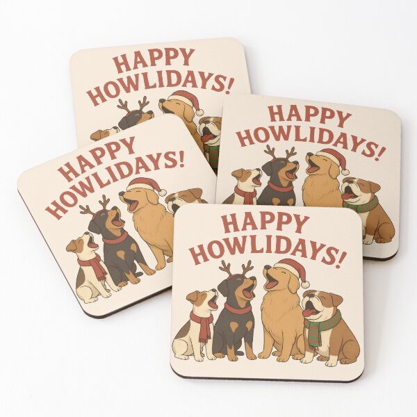 Item preview, Happy Howlidays — Singing Dogs Caroling Christmas Pun designed and sold by Ombrya.
