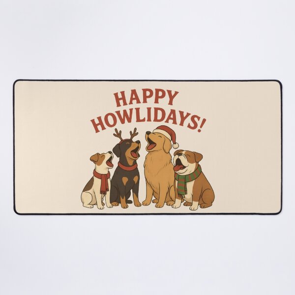 Item preview, Happy Howlidays — Singing Dogs Caroling Christmas Pun designed and sold by Ombrya.