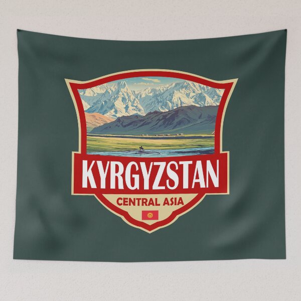 Item preview, Kyrgyzstan Illustration Retro Badge designed and sold by KrisSidDesigns.