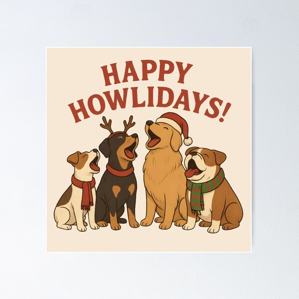 Item preview, Happy Howlidays — Singing Dogs Caroling Christmas Pun designed and sold by Ombrya.