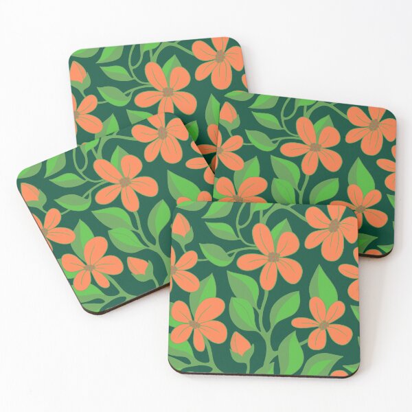 Item preview, Bright flowering vines on dark green designed and sold by MarySchwindt.