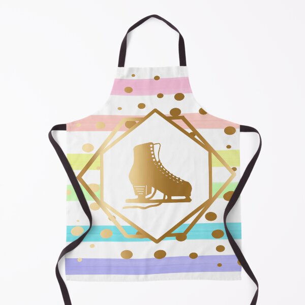Item preview, Gold Figure Skate on Pastel Rainbow and White Stripes with Gold Dots designed and sold by Purposely Designed.