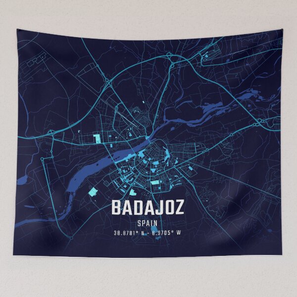 Item preview, Badajoz Midnight City Map designed and sold by HomeLivingCo.