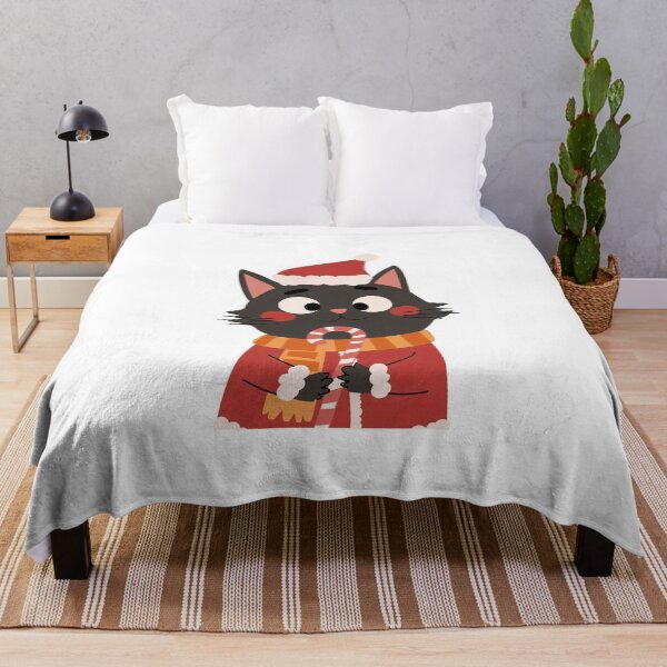 Item preview, Candy Cane Cat – Festive Black Cat Christmas Art designed and sold by UniqueArtsOnly.