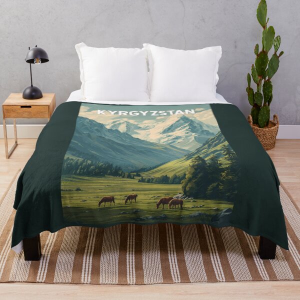 Item preview, Kyrgyzstan Illustration Travel Art Vintage designed and sold by KrisSidDesigns.
