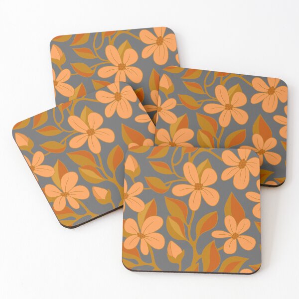 Item preview, Bright flowering vines on grey designed and sold by MarySchwindt.