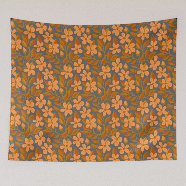 Item preview, Bright flowering vines on grey designed and sold by MarySchwindt.