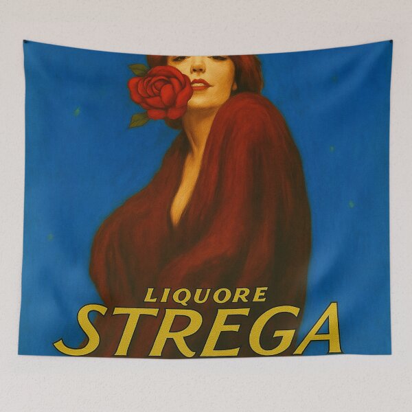Item preview, 1905 Vintage Liquore Strega Italian liquor aperitif cocktail advertising poster in blue G. Alberti Benevento designed and sold by Jéanpaul  Ferro.