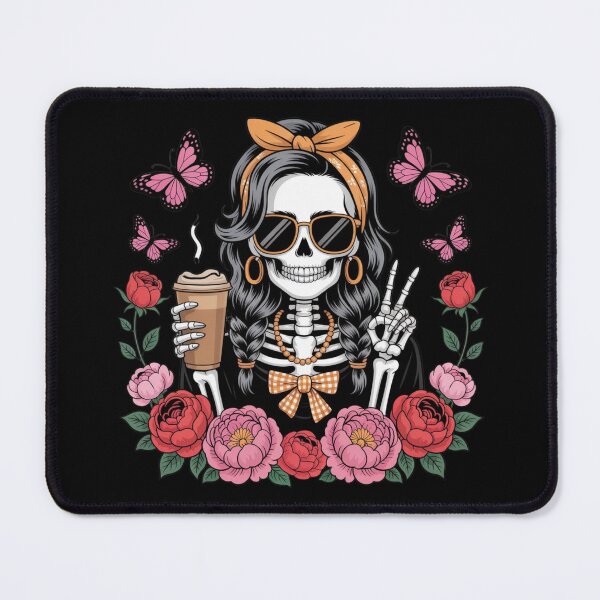 Item preview, Floral Coffee Skeleton Girl | Aesthetic Gothic Coffee Lover Design designed and sold by ColorSplash123.