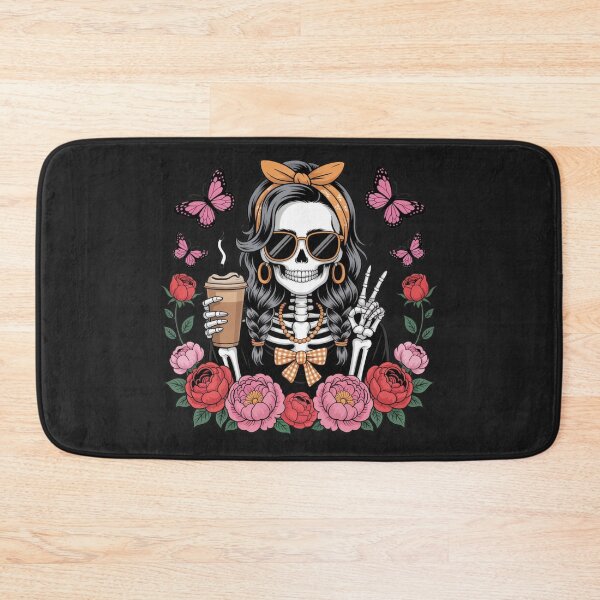 Item preview, Floral Coffee Skeleton Girl | Aesthetic Gothic Coffee Lover Design designed and sold by ColorSplash123.